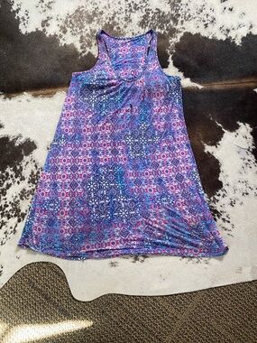 Sleeveless Purple-Pink Patterned Women's Swing Dress